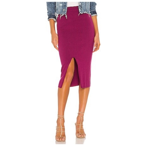 Free People Dresses & Skirts - Free People Slyline‎ Midi Fuchsia Ribbed Pencil Skirt
